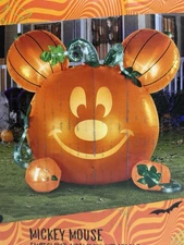 Disney 7' Mickey Mouse Emote Glow Airblown Gemmy Inflatable Light Up Outdoor