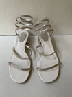 Rene Caovilla Cleo Strappy White Crystal Leather Ankle Heels EUR 37/USA 7