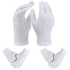 2pairs White Dress Gloves Polyester Costume Cosplay Gloves for Men Girl Parad...