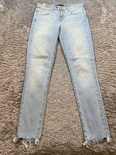Joes Jeans Women 26 Mid Rise Light Wash Stretch Skinny Ankle Frayed Hem Denim