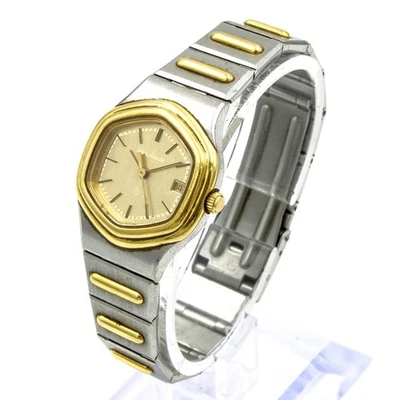 Jaeger LeCoultre Albatros 25mm Gold Dial 18k Bezel Date Size 6in Watch #WB5659-2