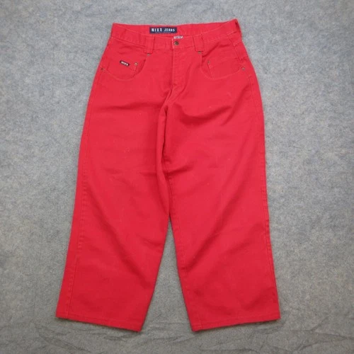 Vintage NIXX Jeans Men's 34x30 Red Dark Wash Wide Leg Baggy Skater Jeans - product listing photo
