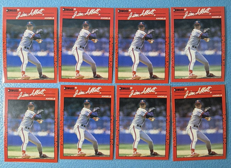 Jim Abbott 8-Card Lot California Angels Baseball 1990 Donruss #108 Rookie RC
