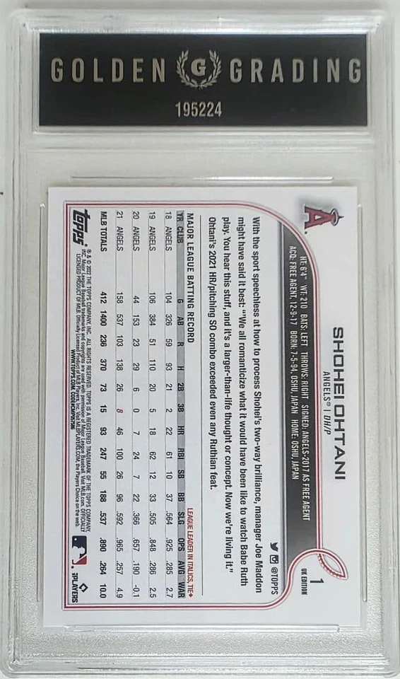 SHOHEI OHTANI 2022 TOPPS UK EDITION #1 - Image 2 of 2