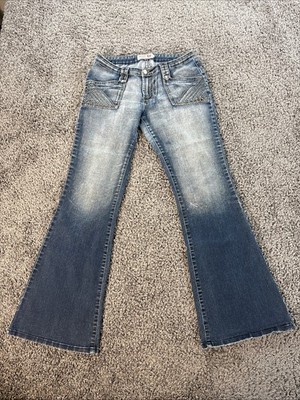 Vtg Redial Jeans Womens 30x32 Dark Wash Low Rise Boot Cut Faded Front Pocket