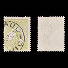 8764: Australia SG37d 3d Yellow olive 1915 Sc#47a Mi43XII Used C£55