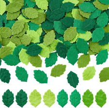 200Pcs 4 Colors Leaves Shape Felt Appliques Leaves Fabric Green Craft Decoration
