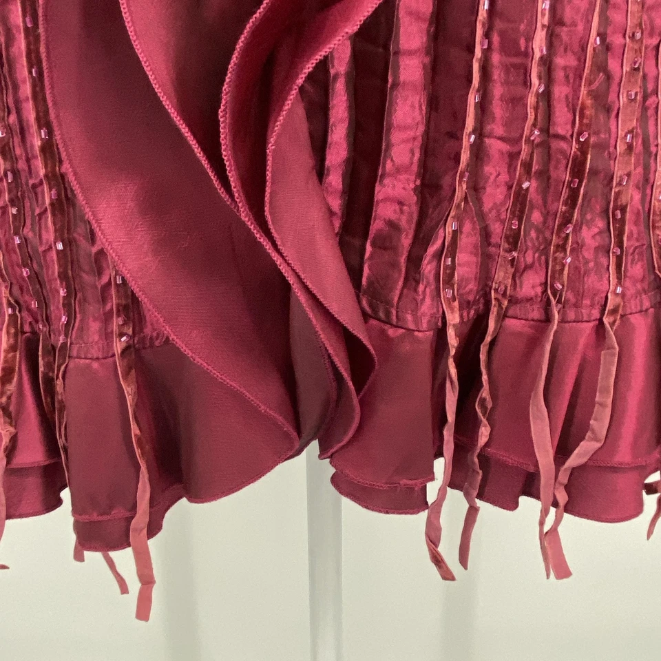 VTG Dressbarn Collection Blouse Women Large Plum Ruffle Beaded Jacket Witchigoth - Image 4 of 4