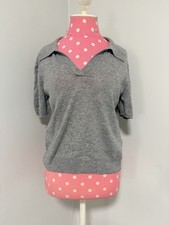 Primark Womens Gray Solid Collared Knit Pullo...