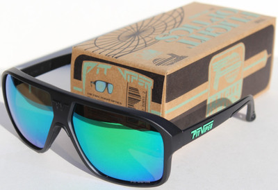 PIT VIPER The Exec POLARIZED Flight Optics Sunglasses Black/Blue Green NEW