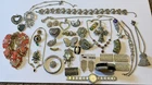 Huge Lot Vtg Now Rhinestone Costume Jewelry Missing Stones Broken Single Ear BR1