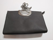 Charming Charlie Medium Grey Zip Closure Removable Chain Strap Purse Clutch