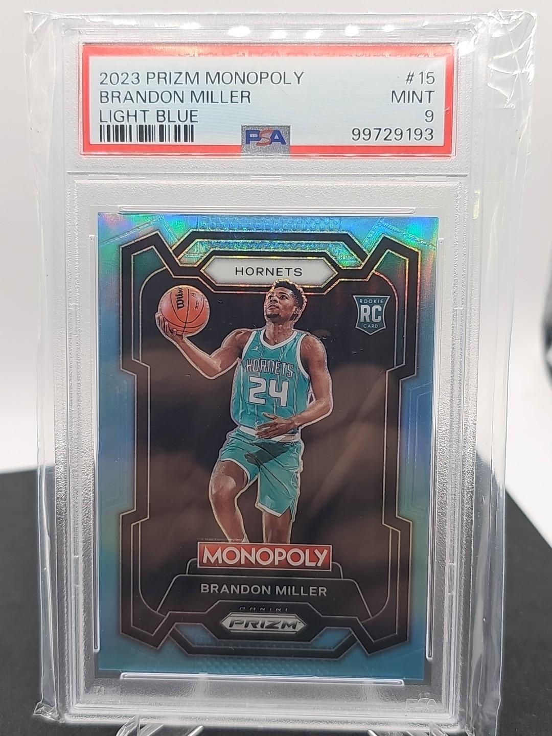 2023-24 Panini Prizm Monopoly Brandon Miller Rookie RC Light Blue #/199 PSA 9