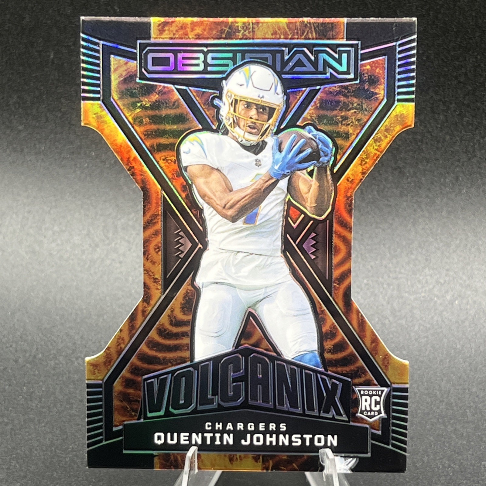 Quentin Johnston 2023 Panini Obsidian Volcanix Die-Cut RC #10 (Case Hit)