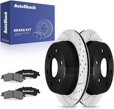 Autoshack Rear Drilled & Slotted Brake Rotors Ceramic Brake Pads |  for Chevrole