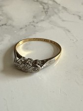  18ct Gold Three Diamond Engagement Ring Size M 1/2 solid gold not scrap