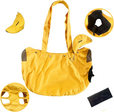Pet Carrier Tote Bag, Yellow Canvas with Dog Design, Large Capacity Shoulder Bag