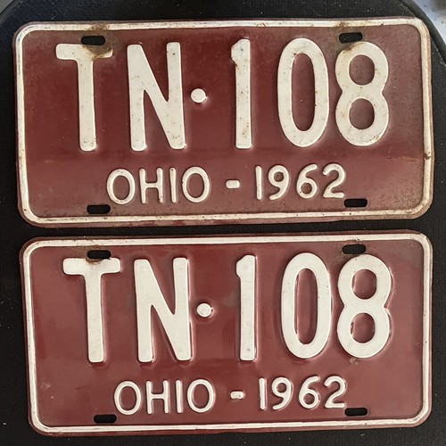 Vintage 1962 Ohio License Plate Front & Back