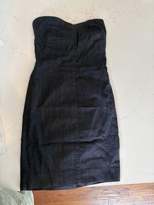 Club Monaco Dress 4 Blue Solid Sweetheart Strapless Denim Sheath Knee Zip