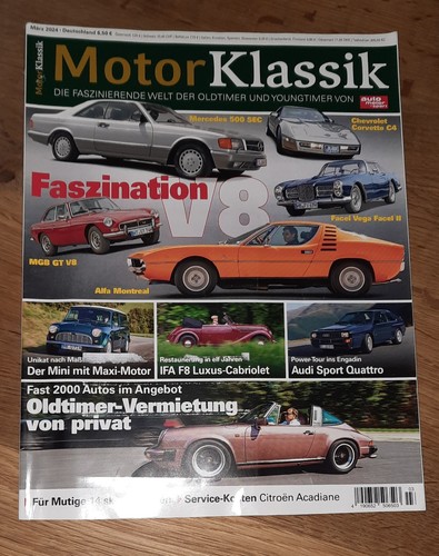MOTOR KLASSIK AUSGABE 03-2024 OLDTIMER MERCEDES VW PORSCHE JAGUAR AUDI ANSEHEN!