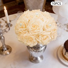 10X Champagne Color Artificial Rose Flower Ball Bouquet Wedding Flower Balls