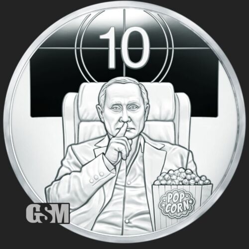 2025 1OZ PUTIN POPCORN PROOF - SILVER SHIELD "LAST ONE" COLLECTOR ROUND - Picture 4 of 4