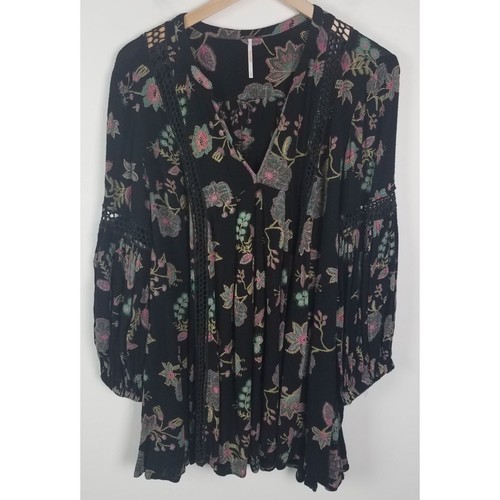 Free People Women's Sz. S Boho Floral Just The Two Of Us Long Sleeve Tunic - Picture 2 of 10