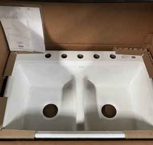 Details About Kohler K 5838 5 0 Deerfield Smart Divide Self Rimming Kitchen Sink White Local