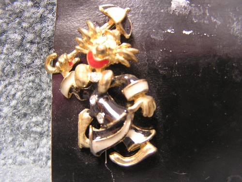 CLOWN MIT REGENSCHIRM ANSTECKNADEL SKURRIL MODE VINTAGE SCHMUCK 50ER JAHRE EMAILLIERT SPASS - Bild 2 von 2