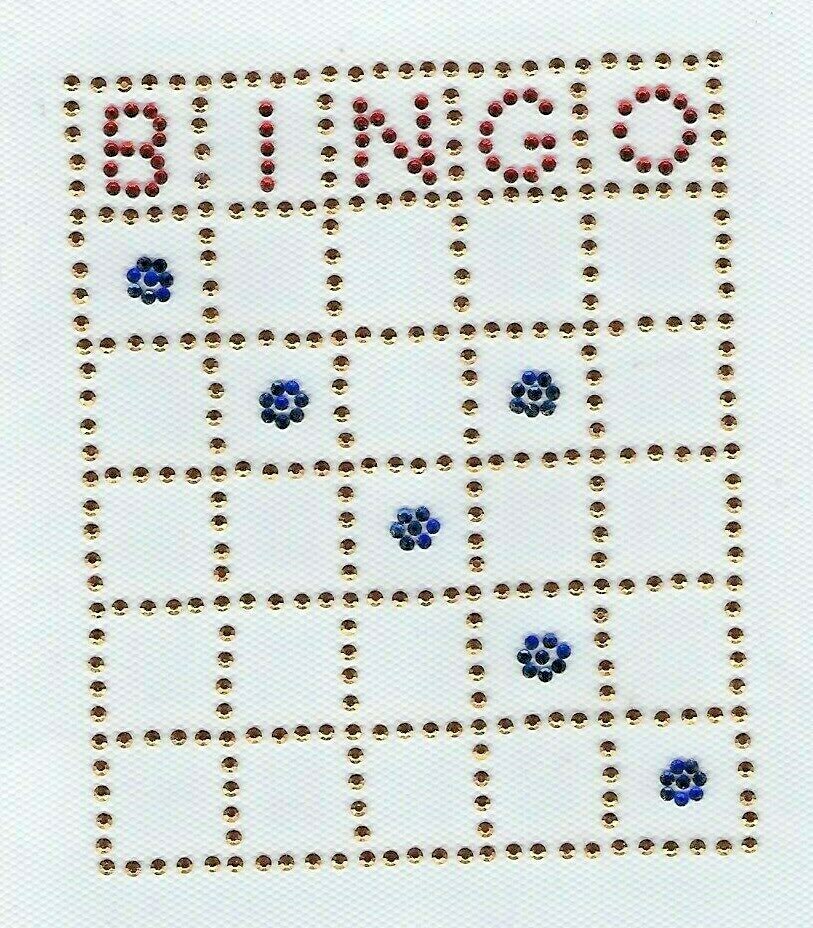 Bingo Card Gambling Rhinestone Rhinestud Design Iron On Hot Fix ...
