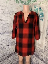 Old Navy Women's Mini Dress Size Petite Small Red Buffalo Check Pockets