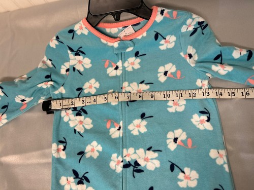 Carters Toddler Girls One Piece Sleepwear And Play Pajamas Size 5t Blue/floral - Picture 3 of 6