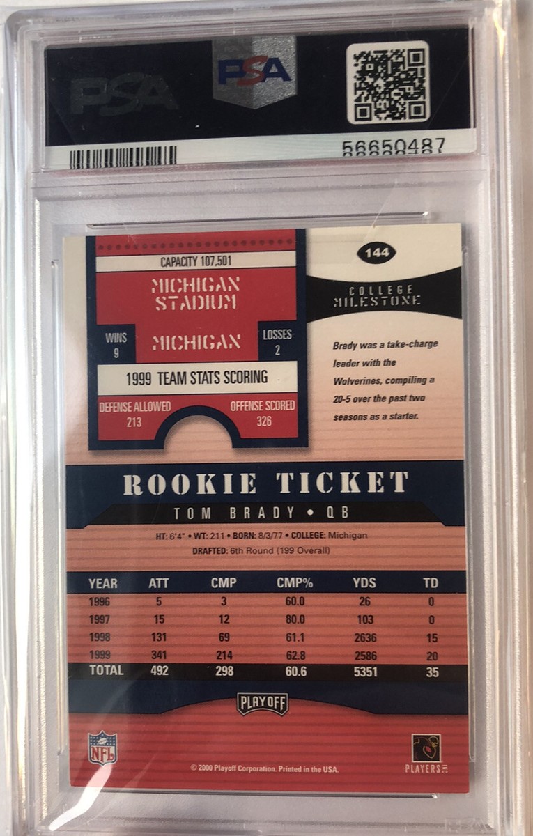 2000 Playoff Contenders #144 Tom Brady RC Rookie PSA Authentic PSA