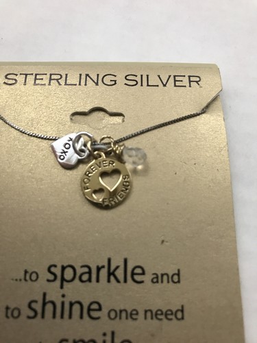 Kohl’s $60 Sterling Silver necklace Forever friends xoxo Silver chain Gift Nwt - Picture 3 of 8