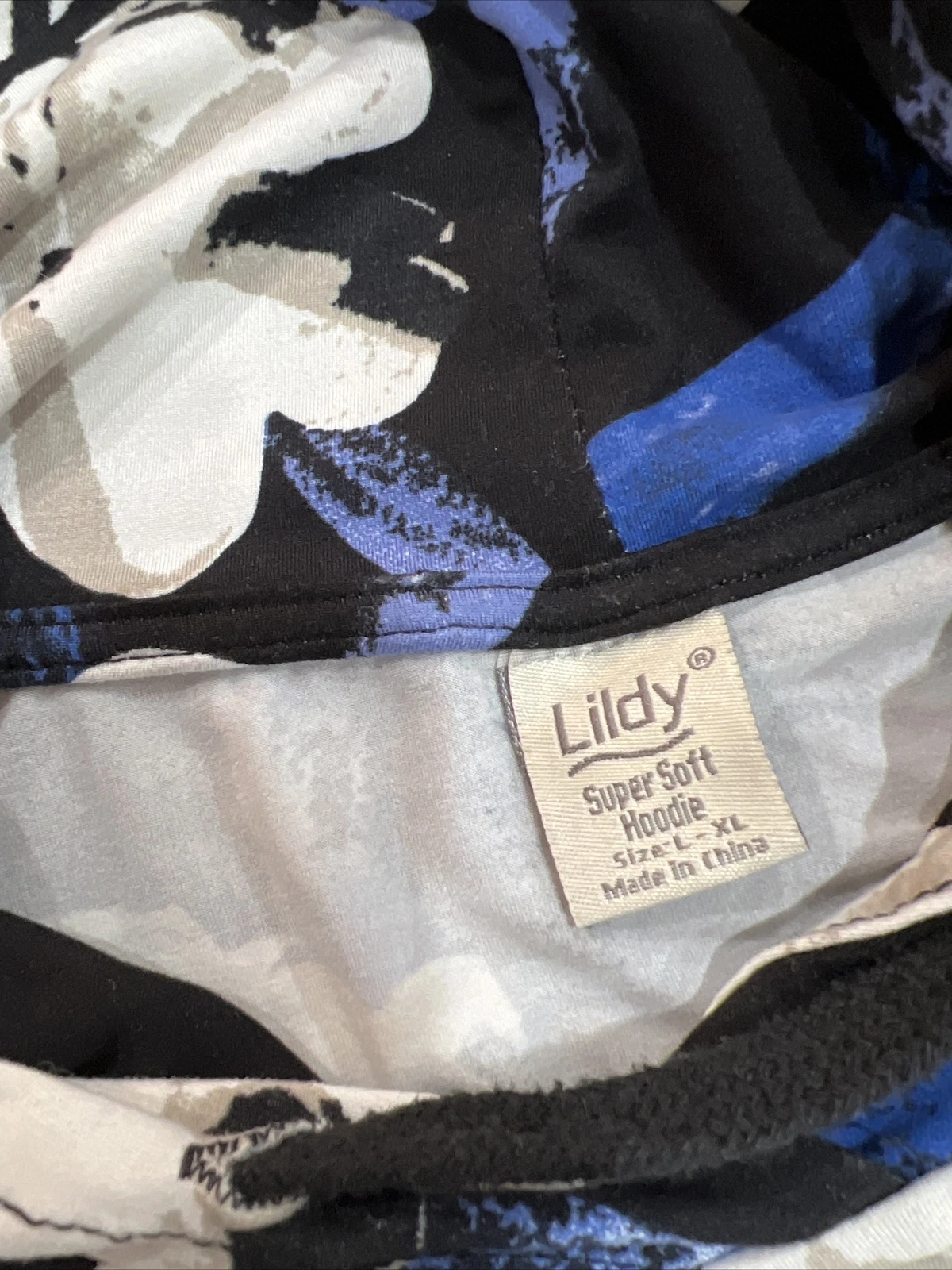 OFF WHITE Felpa con cappuccio LILDY donna blu nero avorio floreale super morbida in ottime condizioni