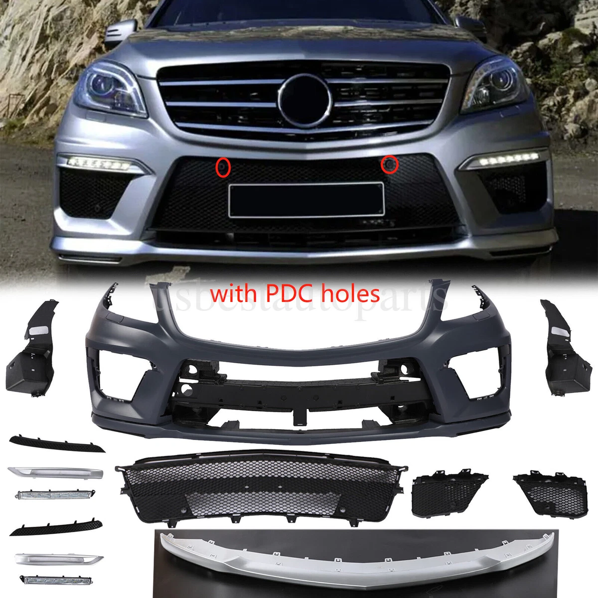 WL63 AMG Style Front Bumper Kit W/DRLs For Mercedes Benz W166 