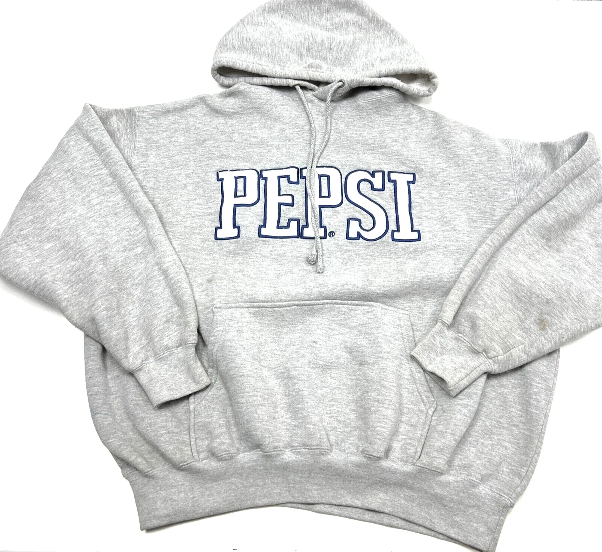 Vintage Pepsi Sweatshirt Mens XL Gray Hoodie Cola Soda Pop Logo Sweater