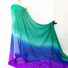 1 Yard 100D Ombre Chiffon Fabric For Dracing Gradual Purple Blue Green