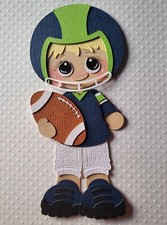 Football Player Blonde Hair Blue and Green. Scrapbook, Card Making Paper Piecing
