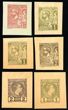 Monaco Stamps Lot of 6 Values Early Cut Squares
