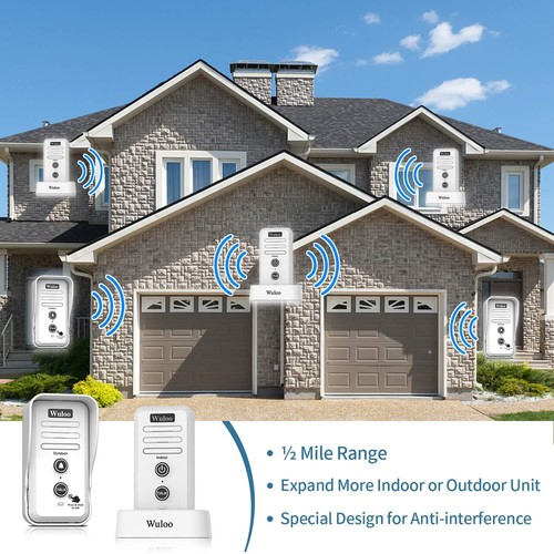 Wuloo 2640ft Wireless Doorbell Rechargeable Intercoms Door Bell Chimes - Picture 42 of 75