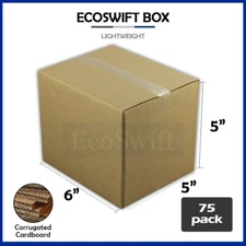 75 6x5x5 EcoSwift Cardboard Packing Moving Shipping Boxes Corrugated Box Cartons