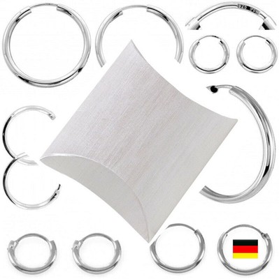 925 Sterling Silber Creolen kleine Ohrringe 9, 11, 13, 15, mm Stärke 1,2-2,4 mm