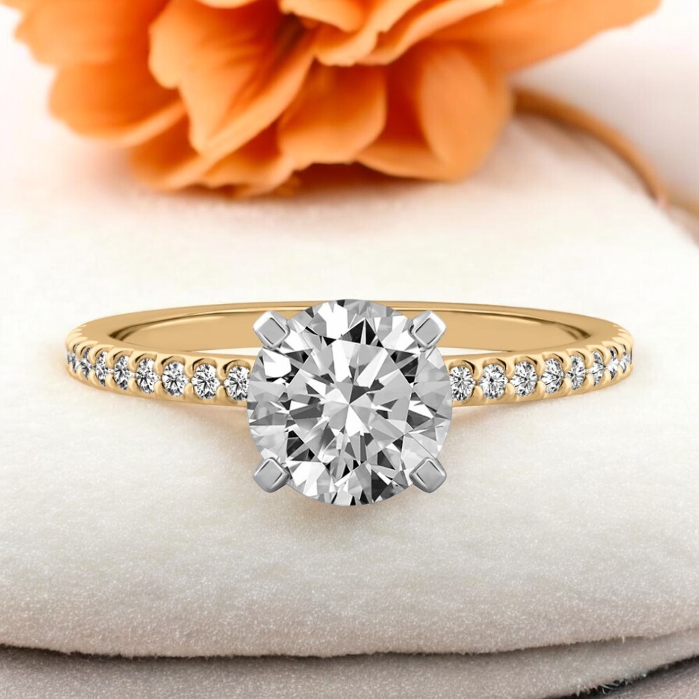 14k Yellow Gold Carat IGI Lab Created Round Cut Diamond - Main Image