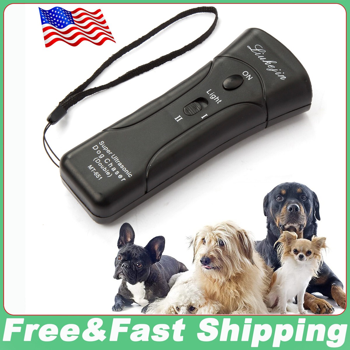 Buy Ultrasonic Anti Dog Barking Pet Trainer LED Light Gentle Anti Barking Chaser Style 3 In 1 Bark Control Tool Pet Training Device Handheld Trainer - Foto 11
