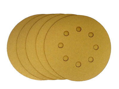 Starcke Premium 5 Inch X 8 Hole Gold Hook and Loop Sanding Discs