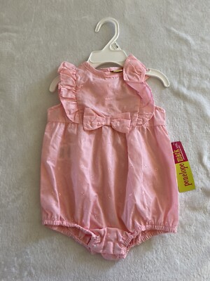 Penelope Mack Toddler Baby Girls Shorts Romper Sz 6/9 Months Pink Lace NEW