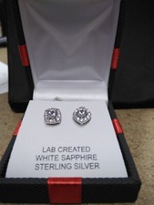 SS Lab Created White Sapphire Stud Earrings MSRP 74.98