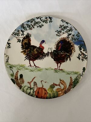 Anthropologie INSLEE FARISS AUTUMN S BOUNTY SIDE Dessert PLATE Turkey NEW NO BOX
