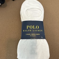 POLO RALPH LAUREN DRESS LINERS MENS Large NON-SLIP HEEL 3 PAIRS White